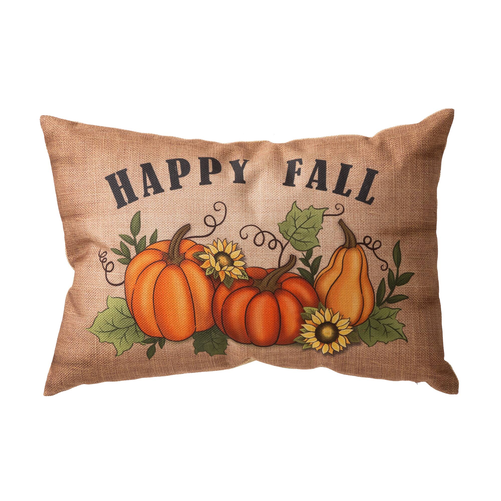 Glitzhome® Faux Burlap Fall Pumpkin Pillow